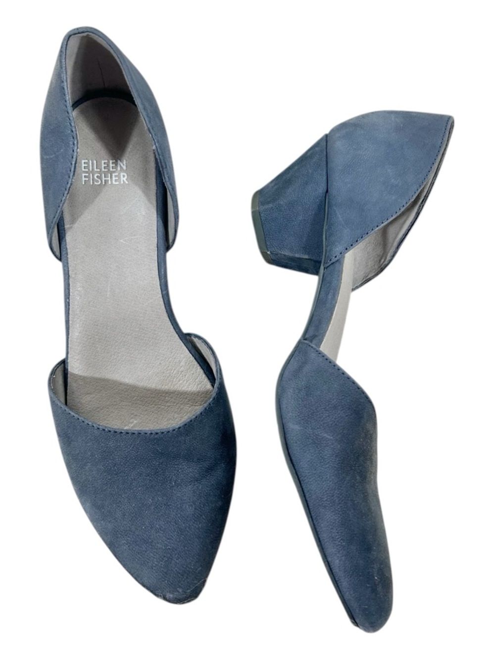 Eileen Fisher Navy Suede D’Orsay Block Heel Pumps‎ Size 9